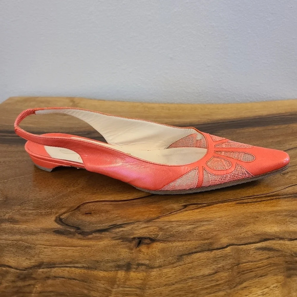 Christian Louboutin Coral Lace Slingback Flats - Picture 9 of 14